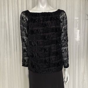 Bailey/44 black burnt velvet off shoulders long sleeves luxury blouse Size S
